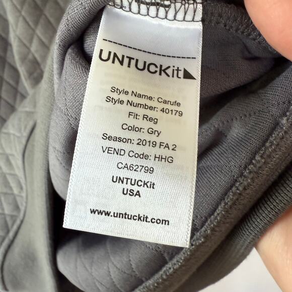 UNTUCKit Size L Gray/green & black half snap button up quilted pullover sweater - Picture 6 of 9